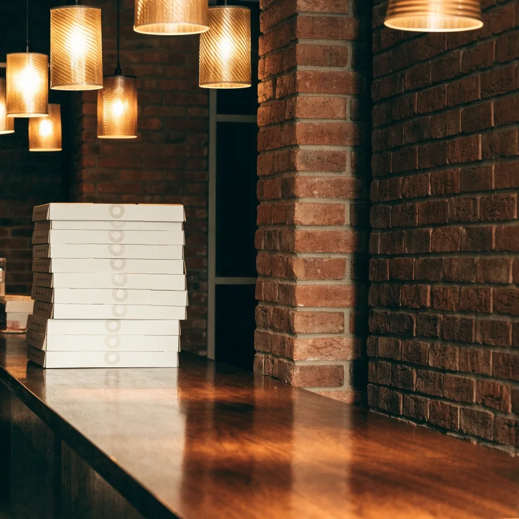 Takeout counter at the Columbus pizza shop