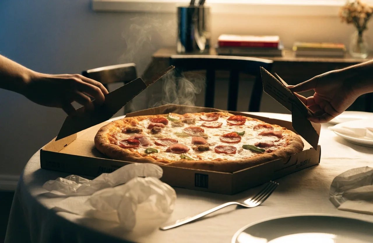 Pizza delivery arriving boxed and ready to eat